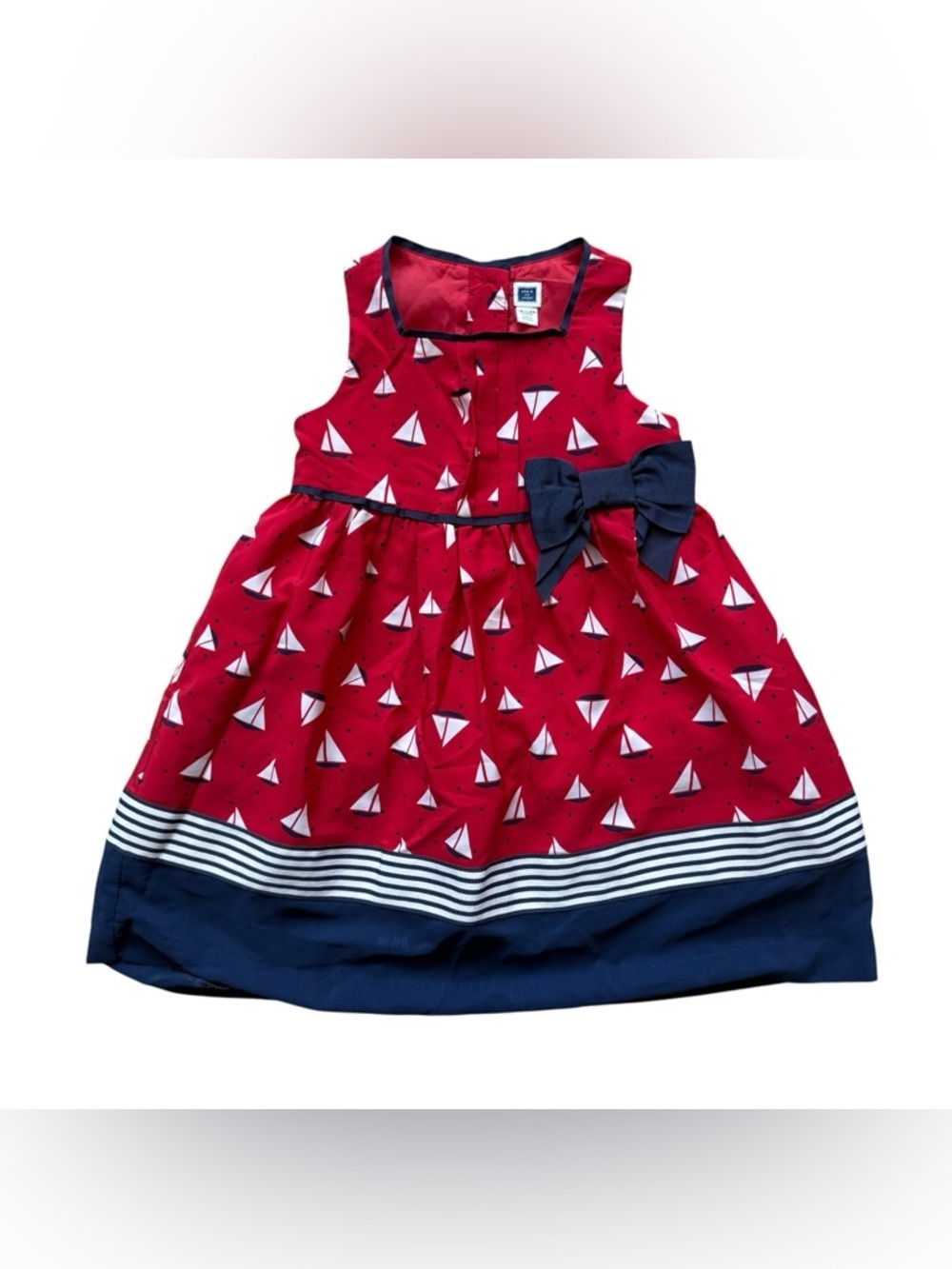 Janie and Jack Sailboat Dress 18-24 Months Nautical Red Bow Toddler Girls Summer